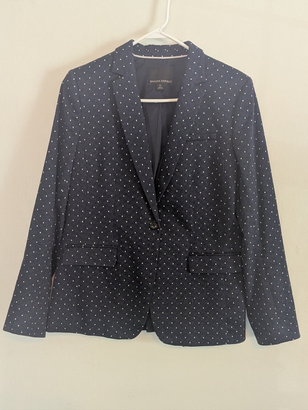 Banana Republic Jacquard Navy Cotton Stretch Blazer 10 - Picture 2 of 13